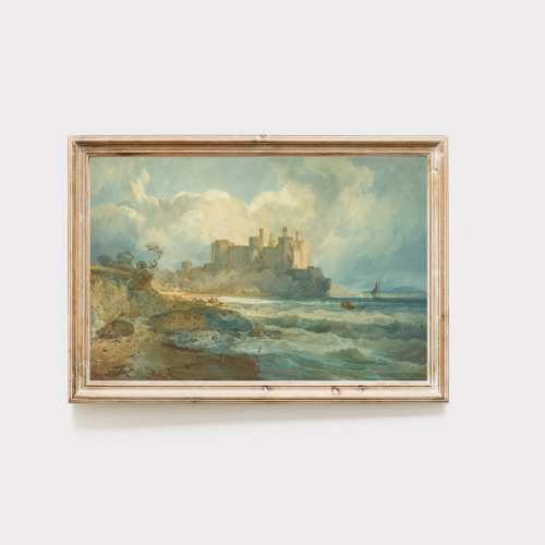 Narnia art print, cair paravel, Narnia poster, Book nook decor, Cottagecore art, Conway castle, vintage oil painting, digital download