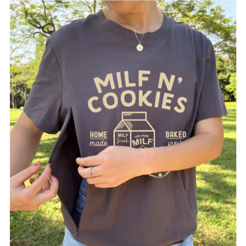 Funny Milf N' Cookies Nursing T-shirt