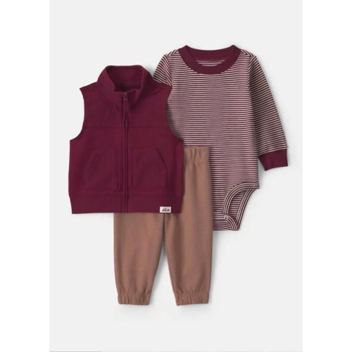 Baby Boy 3-Piece Corduroy Layering Set - Burgundy/Brown | Carter's