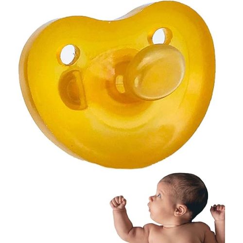 Simply Rubber Pacifiers - Shorter Nipple (Less Gagging) - Orthodontic - Small Newborn (0-6 mos) - Heart-Shape Shield - Natural Rubber Pacifier - One Piece - Handcrafted in Italy - 1-Pack