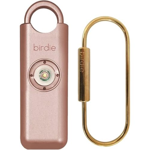 She’s Birdie–The Original Personal Safety Alarm for Women by Women–Loud Siren, Strobe Light and Key Chain in a Variety of Colors (Metallic Rose)