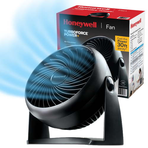 Honeywell 10” Black Turbo Force Power Table Fan, 30ft. Air Circulation Power, 3 Speed, 90° Pivot, HPF820BWM