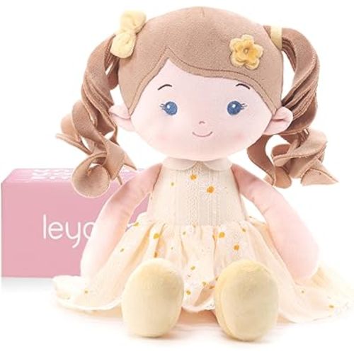 LeyaDoll Soft Baby Doll Toys (16''), My First Baby Rag Doll for 1 Year-Old Girl Birthday Gift, Christmas Plush Toys Gift for Toddler Kids Infants-Daydream-Daisy-Girl-Yellow
