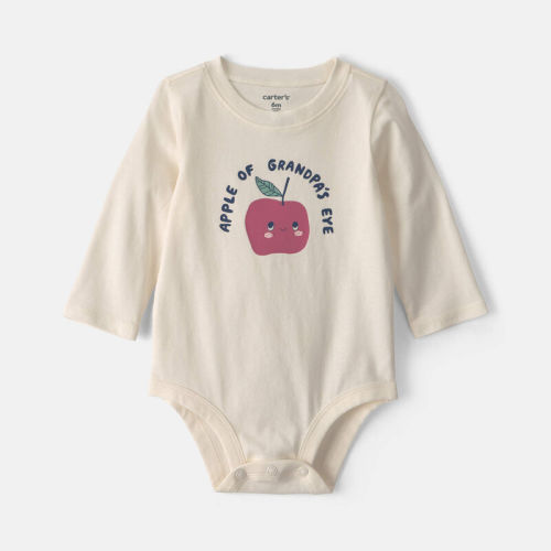 Baby 'Apple Of Grandpa's Eye' Apple Long-Sleeve Graphic Bodysuit - Cream | Carter’s Oshkosh Canada