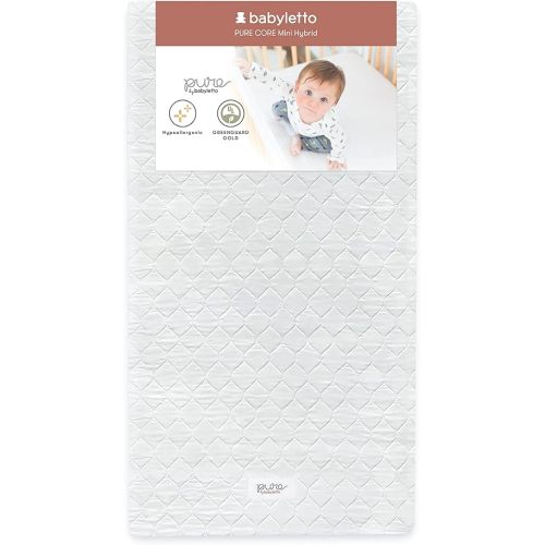 Babyletto Pure Core Mini Crib Mattress, Hybrid Waterproof Cover, Lightweight, Greenguard Gold Certified