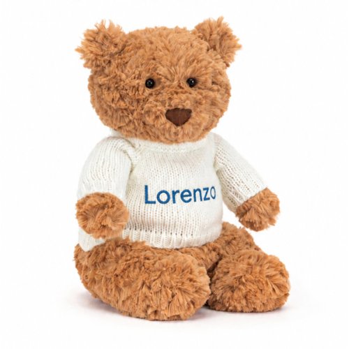 Bartholomew Bear with Personalized Cream Jumper