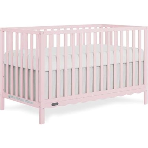 Dream On Me Synergy Wave 5-in-1 Convertible Full Size Baby Crib, Pink