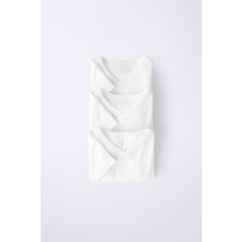 THREE-PACK OF SHORT SLEEVE KIMONO NECK BODYSUITS - White | ZARA United States