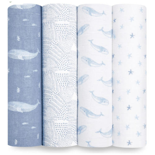 aden + anais | Oceanic Organic Muslin Swaddle Blanket 4pk | Color: Oceanic