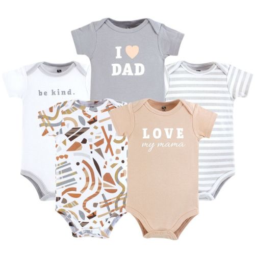 Hudson Baby Infant Boys Cotton Bodysuits 5-Pack, Boy Abstract, 6-9 Months