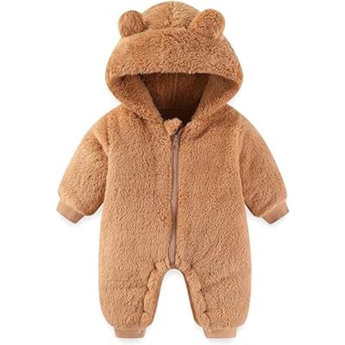 AiWMGL Newborn Baby Bear Outfit Suit Girls Boys Fleece Jumpsuit Romper Hooded Winter Snowsuit Clothes