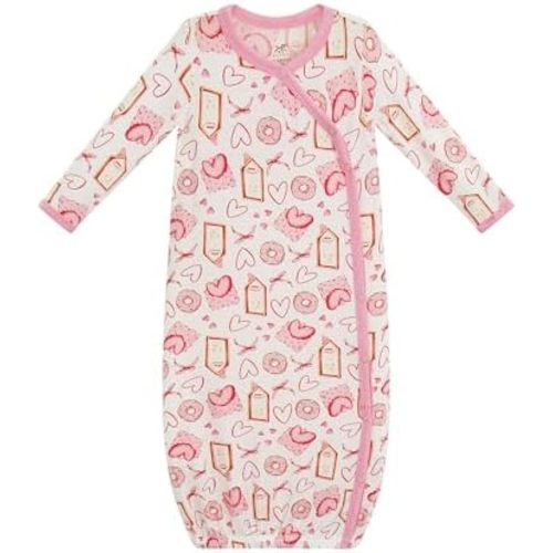 Bamboo Viscose Baby Gowns for Girls Long Sleeve Side Snaps Newborn Sleeper Gown