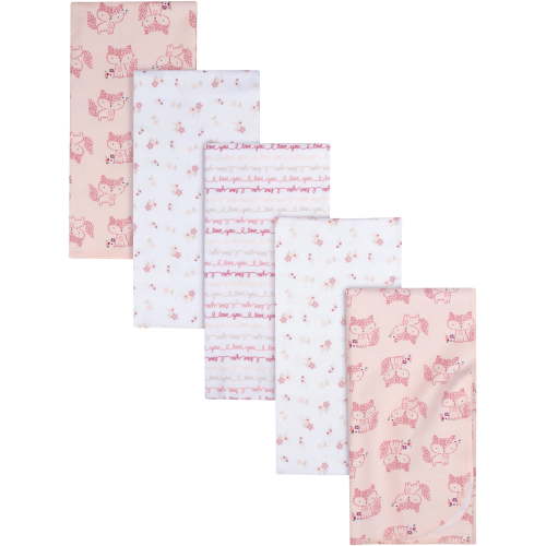 Gerber Baby Girls 100% Cotton Flannel Receiving Blankets, 5-Pack