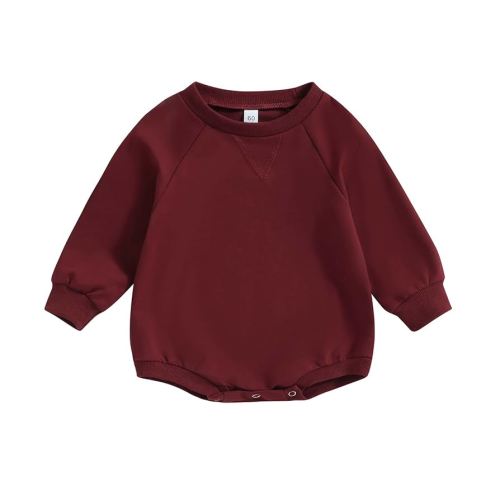 AEEMCEM Baby Boy Girl Solid Sweatshirt Romper Crewneck Pullover Bodysuit Oversized Sweater Romper Long Sleeve Shirts Outfit