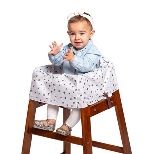 J.L. Childress Healthy Habits by Disposable Restaurant High Chair Cover Individually Wrapped for Travel Convenience, Stars/Hearts/Arrows - 1 Count (Pack of 1)