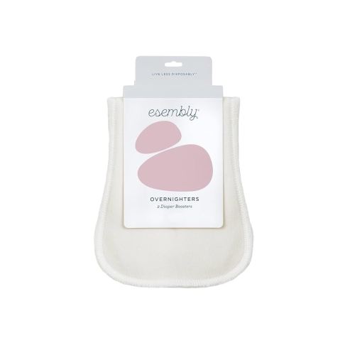 Esembly Overnighters – Organic Cotton Cloth Diaper Booster Inserts with Stay-Dry Fleece – Reusable Nighttime Absorbency Doublers for Heavy Wetters – One Size, Pack of 2