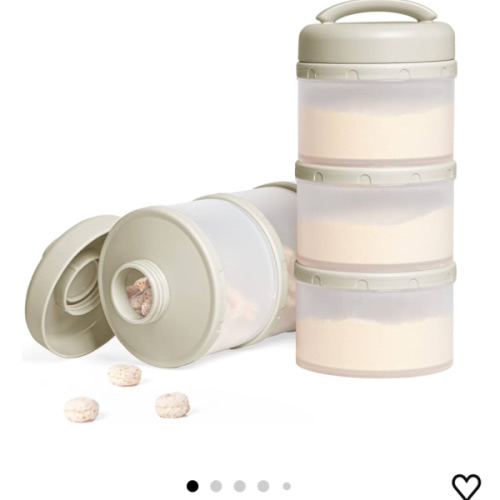 Termichy Stackable Formula Dispenser Portable Milk Powder Container, 2 Pack, Warm Grey
