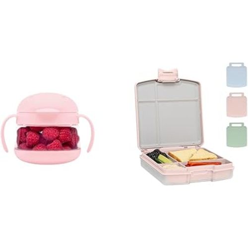 Ubbi Tweat No Spill Snack Container and Bento Lunch Box for Kids Back to School with 4 Compartments, BPA-Free, Leakproof, Dishwasher Safe, Food-Safe Material, Portion-Controlled, Blush Pink