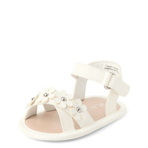 Baby Girls Floral Sandals - White