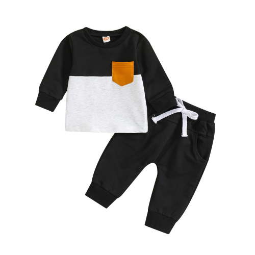 Durtebeua Baby Boys Clothes Long Sleeve Round crewneck Tops Jeans Pants Z16-Black,90