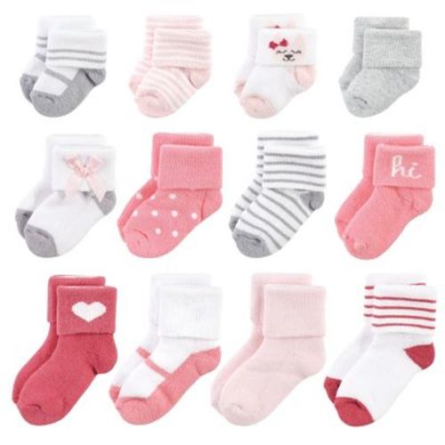 Hudson Baby Infant Girl Grow With Me Socks 12pk, Kitten, 0-24 Months