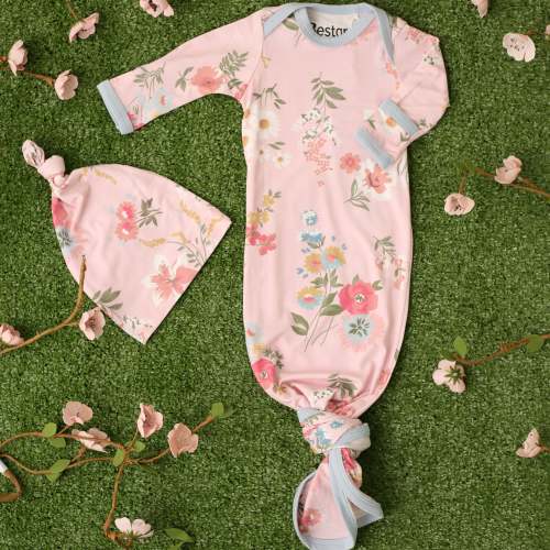 Ditzy Floral Gown & Hat – Milk & Baby