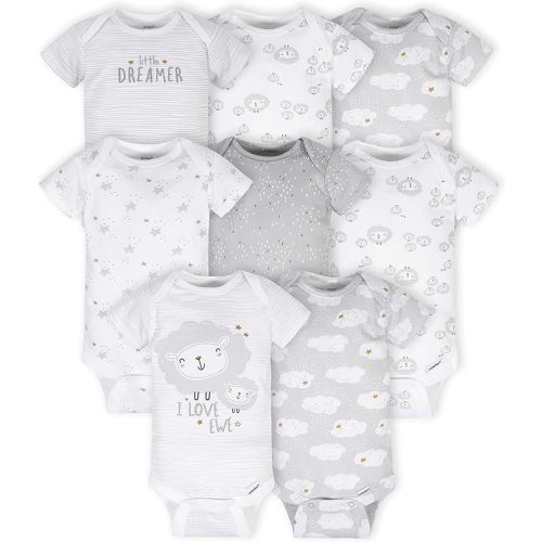 Gerber unisex-baby 8-pack 3-6 months Short Sleeve Onesies Bodysuits