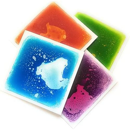 Sensory Floor Tiles, (11.8" by 11.8" Each), Colorful Liquid Tiles Play-Mat for Kids