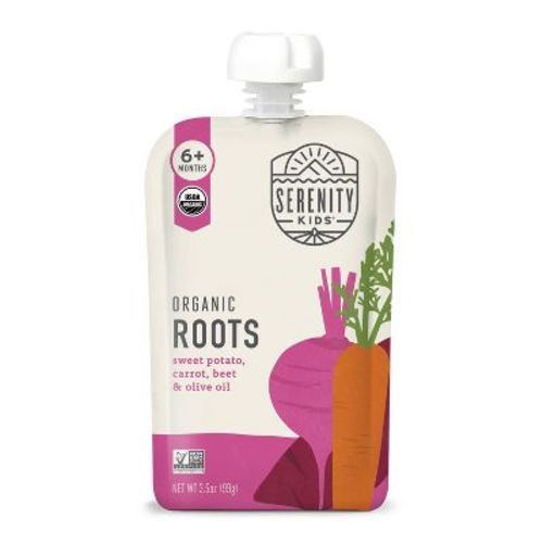 Serenity Kids Organic Roots with Organic Olive Oil Baby Food Pouch - 3.5oz: 2nd Stage Pureed Baby Meal, Gluten-Free, No Added Sugar