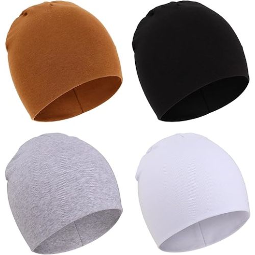 DRESHOW BQUBO 4 Pieces Baby Beanie Newborn Toddler Soft Cute Knit Hat Hospital Hats for Baby Boys Infant Cap Beanies