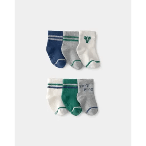 Baby 6-Pack Pickleball Socks - Green/Grey | Carter's