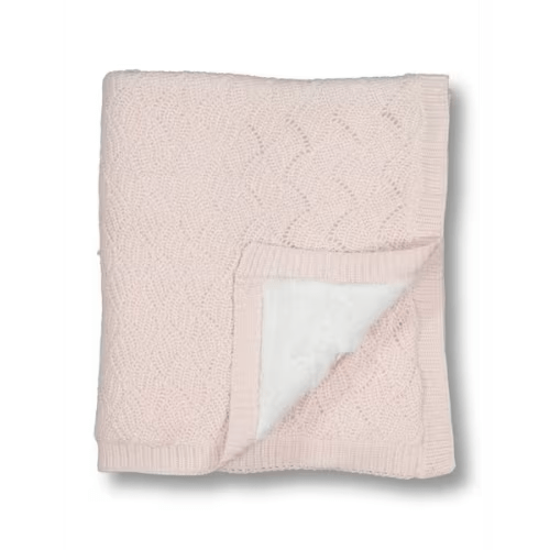 Light Pink Chunky Knitted Blanket with Fleece Lining | Best&Less™ Online