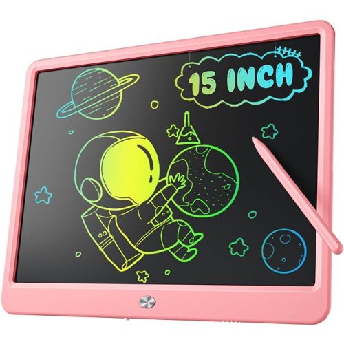 LCD Writing Tablet for Kids, 15 Inch Large Screen Doodle Board Toddler Toys, Drawing Writing Board Tablet, Office Message Notes Board Birthday Gift for 3-12+ Year Old Girls Boys Toys, Pink - 2-pink