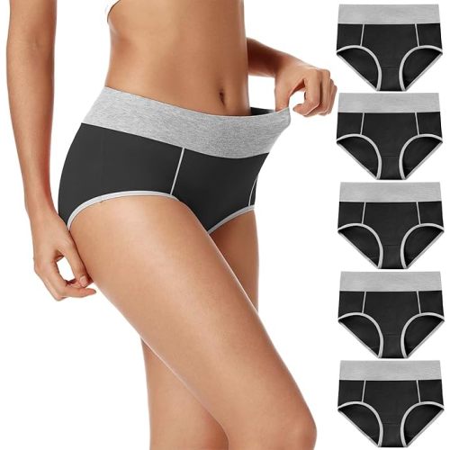 POKARLA Womens Cotton Underwear High Waist Full Coverage Briefs Soft Breathable Postpartum Panties Stretch Underpants
