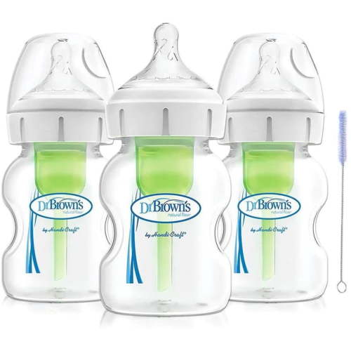Dr. Brown's Options+ Wide-Neck Glass Baby Bottles, 5 Ounce, 3Count
