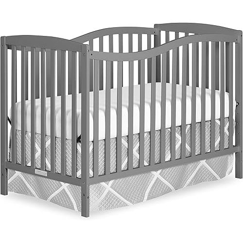 Dream On Me Chelsea 5-in-1 Convertible Full-Size Baby Crib in Steel Grey, GreenGuard Gold & JPMA, Pinewood, 4 Mattress Heights, Converts to Toddler, Day & Full-Size Bed, Modern Classic Nursery