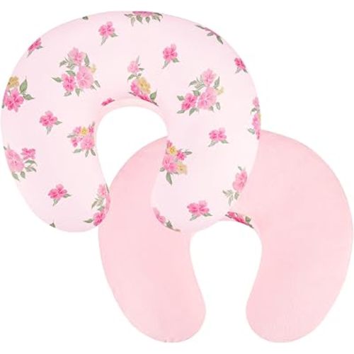 Nursing Pillow Cover, Ultra Soft Breastfeeding Pillow Covers for Newborn Baby Boys and Girls, Easy Removal and Machine Washable Slipcover, 1 Pillowcase Only (Pink Flowers)