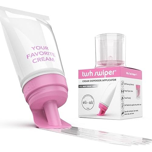 Eli & Ali Tush Swiper - Diaper Rash Cream & Butt Paste Applicator - Universal Fit for Most Diaper Creams | Mess-Free & Hygienic Alternative to Cream Spatula - Carry Less Baby Gear - Pink, 1 Pack