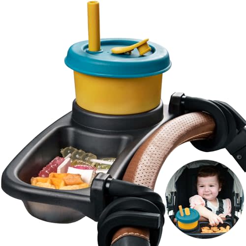 Boffinby Universal Stroller Snack Tray, Cup Holder Tray with Silicone Flexible Arms Grip, Universal Stroller Snack Tray Attachment for Baby & Toddler, Stroller Accessories, Snacking On The Go