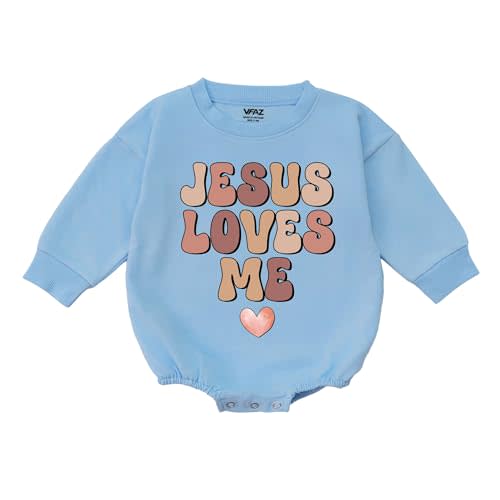 Jesus Loves Me Baby Boys Girls Christian Outfit - Cute Religious Sweet Little Blessing Pregnancy Announcement Romper