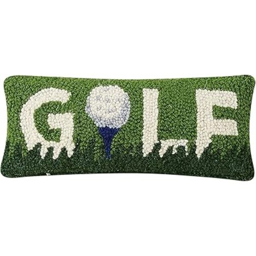 Peking Handicraft 30TG485C05OB Blown Filled Hook Throw Pillow, 12-inch Length, Wool and Cotton (Golf)