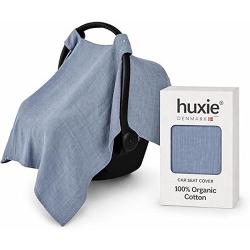 Car Seat Cover Baby - Organic Muslin Cotton - Carseat Canopy - 43" x 32" (Tradewinds)