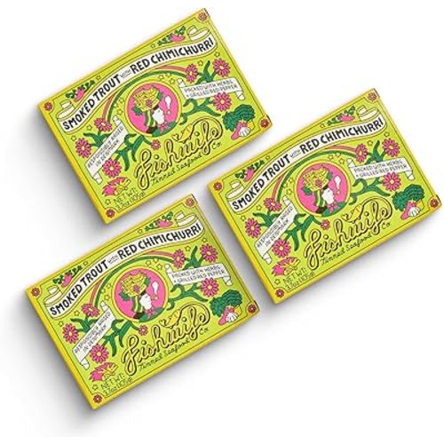 Fishwife Smoked Rainbow Trout with Red Chimichurri 3-Pack (3.7 Ounce) | ASC-Certified Sustainable Seafood, Gluten Free, Omega-3s | Handpacked in BPA-NI Tins