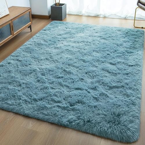 Ultra Soft Fluffy Rugs for Bedroom 6x9 Feet, Shag Area Rugs for Living Room, Large Comfy Furry Rug for Boys Kids Baby Room Decor, Non Slip Nursery Rug Modern Indoor Fuzzy Floor Carpet, Turquoise Green