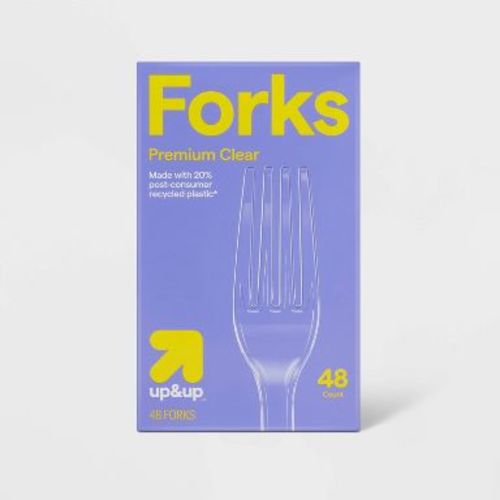 Premium Clear Plastic Forks - 48ct - up&up™: Disposable Flatware, Solid Pattern, 7.04" Length