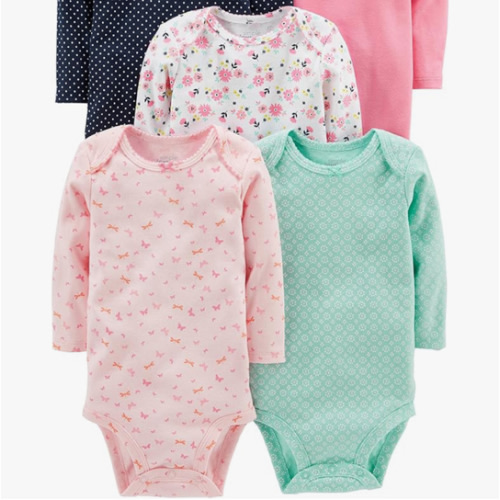 Simple Joys by Carter's Baby Girls' Long-Sleeve Bodysuit, Pack of 5