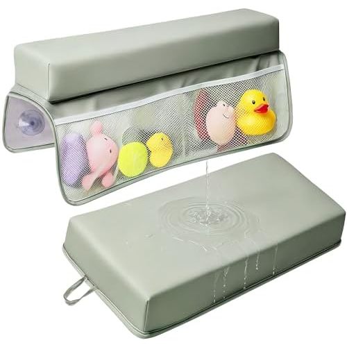 Baby Waterproof Vegan Leather Bath Kneeler and Elbow Rest Pad Set