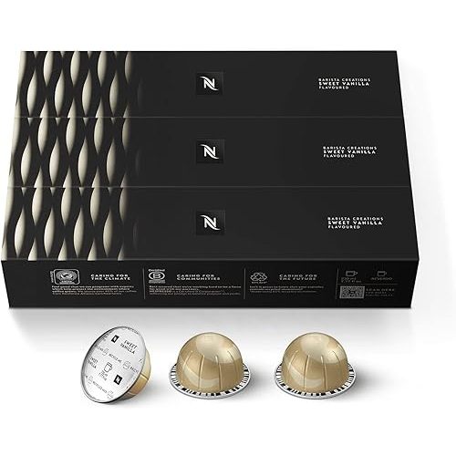 Nespresso Capsules Vertuo, Sweet Vanilla, Medium Roast Coffee, 30 Count Coffee Pods, Brews 7.8oz.
