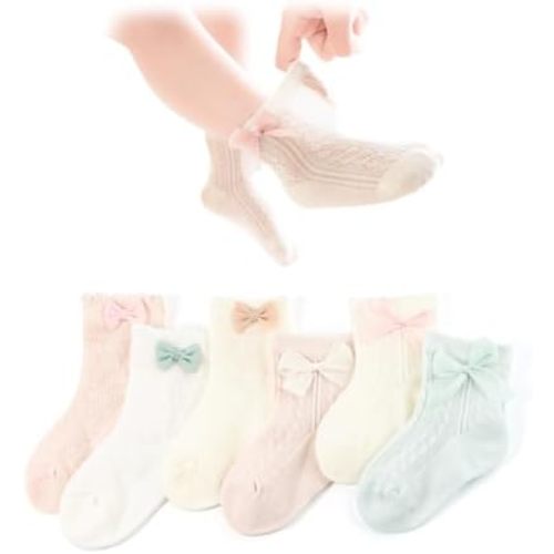 Baby Girls Socks with Bow 2nd-generation Newborn Cotton Cute Princess Socks for Toddler Infant