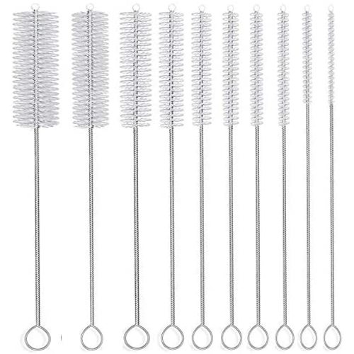 Long Straw Brush, Nylon Pipe Tube Cleaner 8-ihch 10 Different Diameters Set of 10
